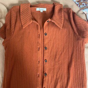 Madewell Ribbed Polo Button-Front Tee (NWOT)